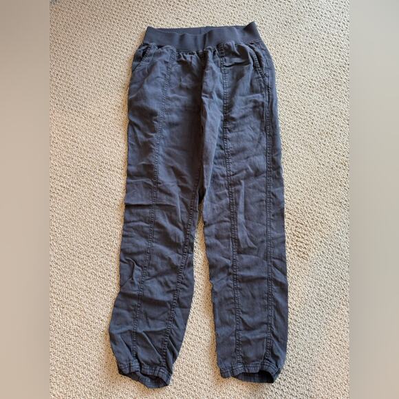 Faherty Women's Gray Pull On Pants Size Small Linen Blend Pockets Casual Fall - Picture 1 of 8
